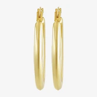 Womens 14K Gold 25mm Oval Hoop Earrings