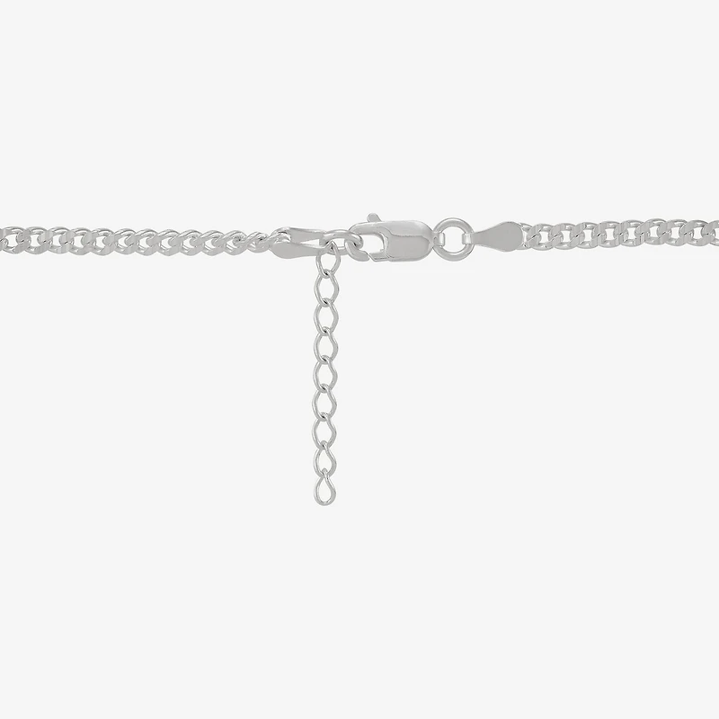 Womens Sterling Silver 10 Inch Solid Curb Ankle Bracelet