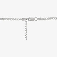 Womens Sterling Silver 10 Inch Solid Curb Ankle Bracelet