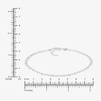 Made in Italy Womens Sterling Silver 10 Inch Solid Link Ankle Bracelet