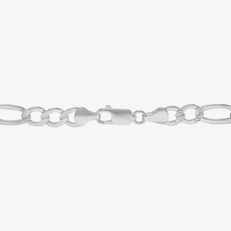Womens Sterling Silver 8 1/2 Inch Solid Figaro Chain Bracelet