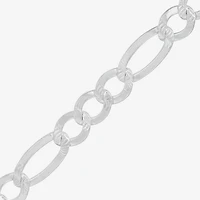 Womens Sterling Silver 8 1/2 Inch Solid Figaro Chain Bracelet