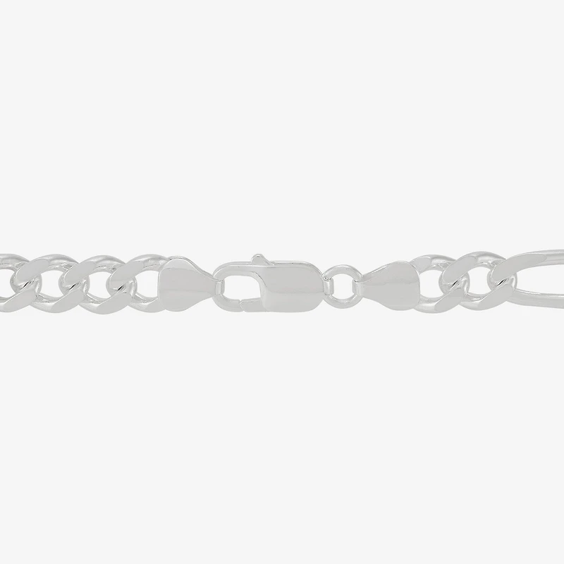 Made in Italy Mens Sterling Silver 8 1/2 Inch Solid Figaro Chain Bracelet