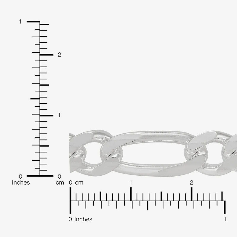 Made in Italy Mens Sterling Silver 8 1/2 Inch Solid Figaro Chain Bracelet