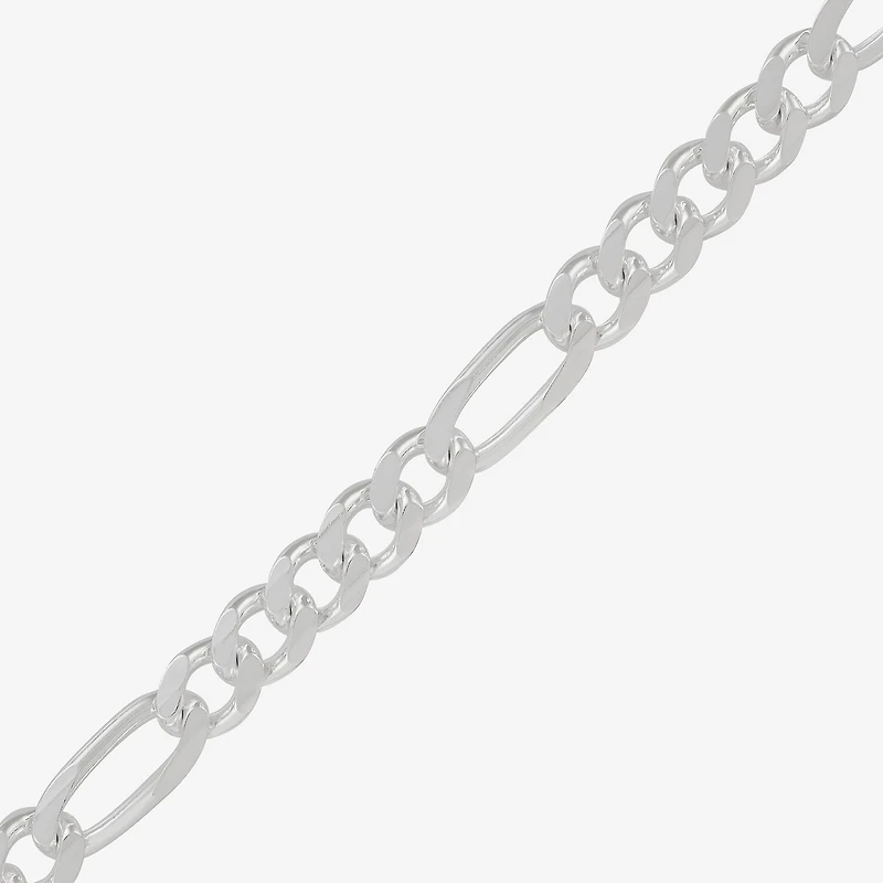 Made in Italy Mens Sterling Silver 8 1/2 Inch Solid Figaro Chain Bracelet