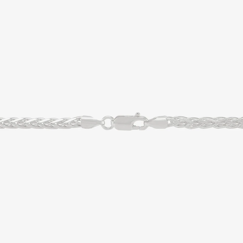 Made in Italy Mens Sterling Silver 8 1/2 Inch Solid Wheat Chain Bracelet