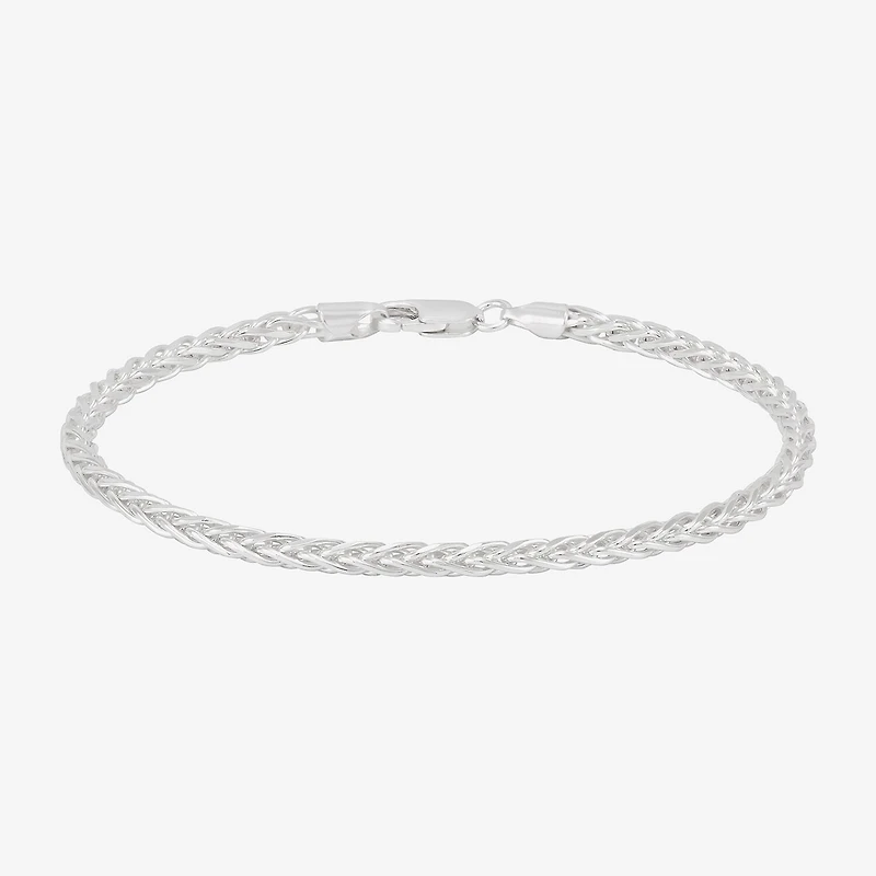 Made in Italy Mens Sterling Silver 8 1/2 Inch Solid Wheat Chain Bracelet