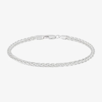 Made in Italy Mens Sterling Silver 8 1/2 Inch Solid Wheat Chain Bracelet