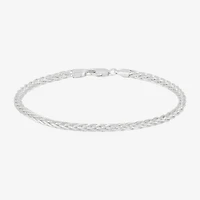 Made in Italy Mens Sterling Silver 8 1/2 Inch Solid Wheat Chain Bracelet