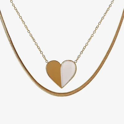 Limited Quantities! Womens 14K Gold Over Silver Heart 2-pc. Necklace Set