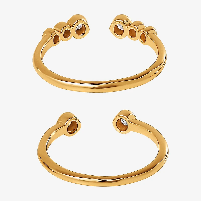 Limited Quantities! Womens White Cubic Zirconia 14K Gold Over Silver Bypass Ring Set