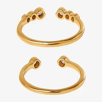 Limited Quantities! Womens White Cubic Zirconia 14K Gold Over Silver Bypass  Ring Set
