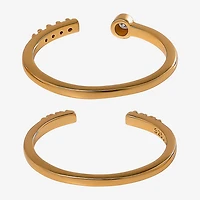 Limited Quantities! Womens White Cubic Zirconia 14K Gold Over Silver Ring Set
