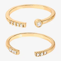 Limited Quantities! Womens White Cubic Zirconia 14K Gold Over Silver Ring Set