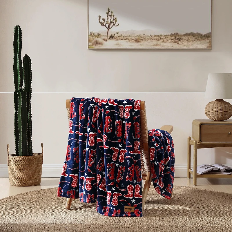 Wrangler Knockin' Boots 50x70 Washable Throw