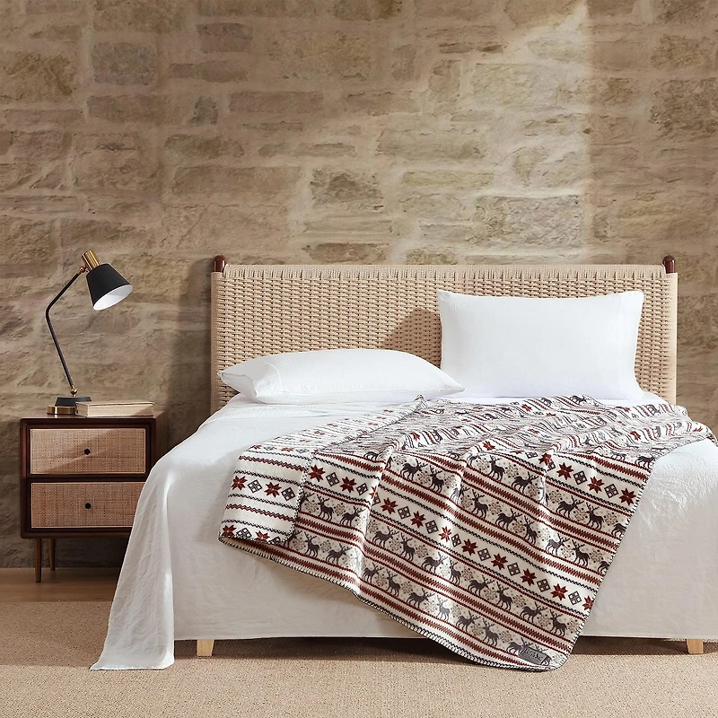 Eddie Bauer Deer Snowflake Washable Throw
