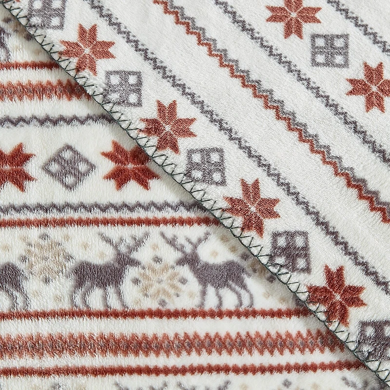 Eddie Bauer Deer Snowflake Washable Throw