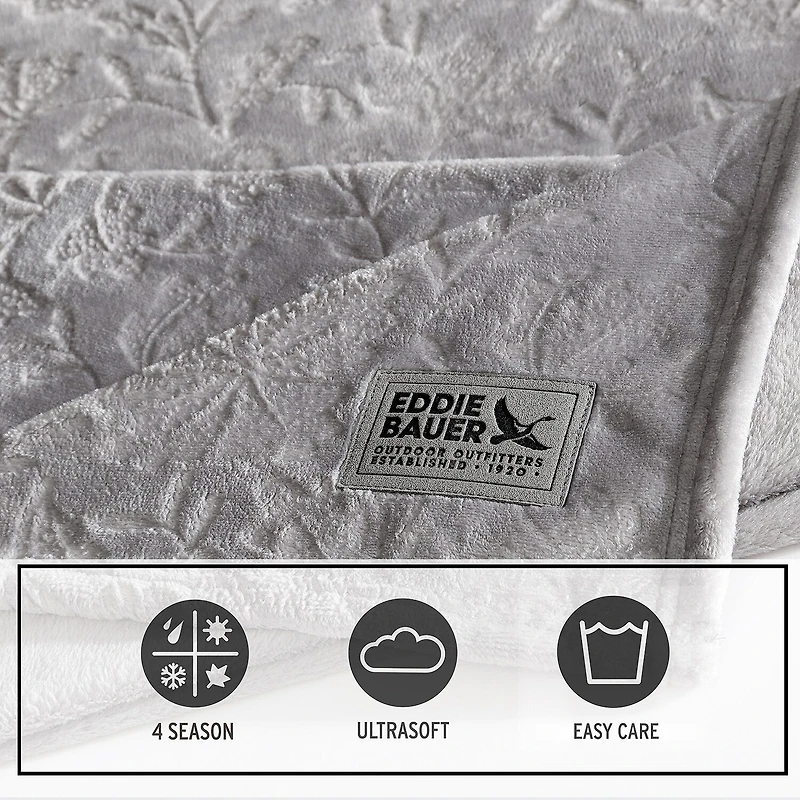 Eddie Bauer Woodblock Floral Washable Throw