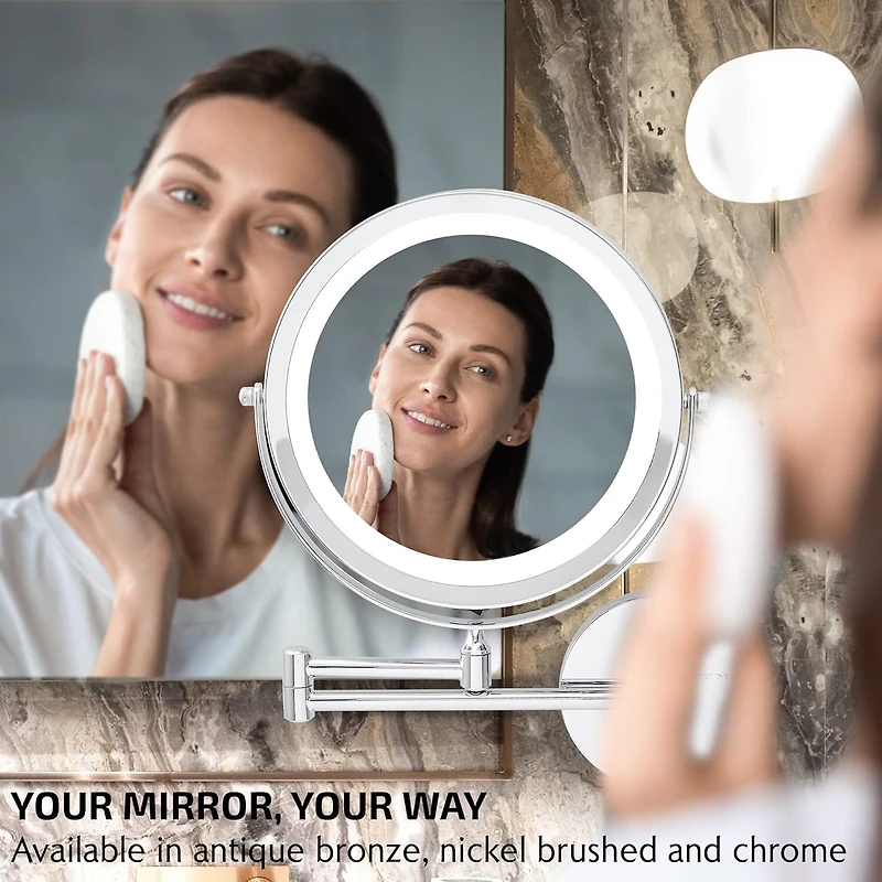 Ovente Wall Mounted 10X Magnification Makeup Mirror