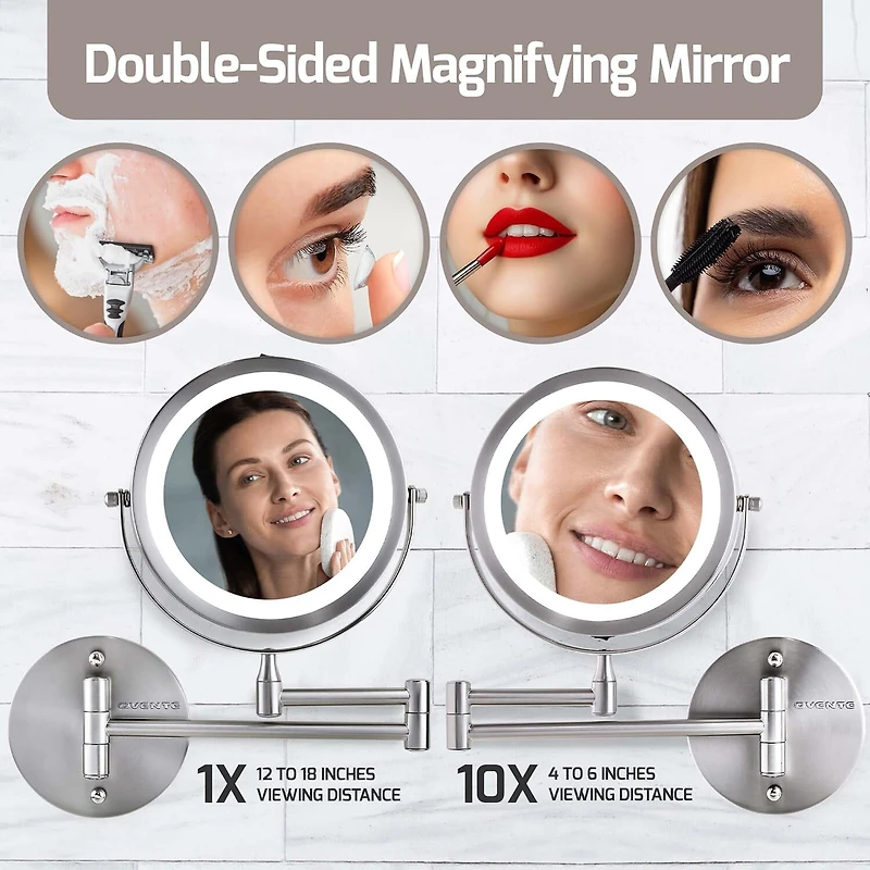Ovente Wall Mounted 10X Magnification Makeup Mirror
