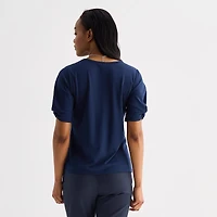 Liz Claiborne Womens V Neck Short Sleeve Blouse