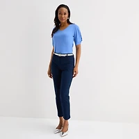 Liz Claiborne Womens V Neck Short Sleeve Blouse