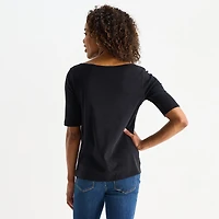 St. John's Bay Womens Easy-on + Easy-off Boat Neck Short Sleeve Adaptive T-Shirt