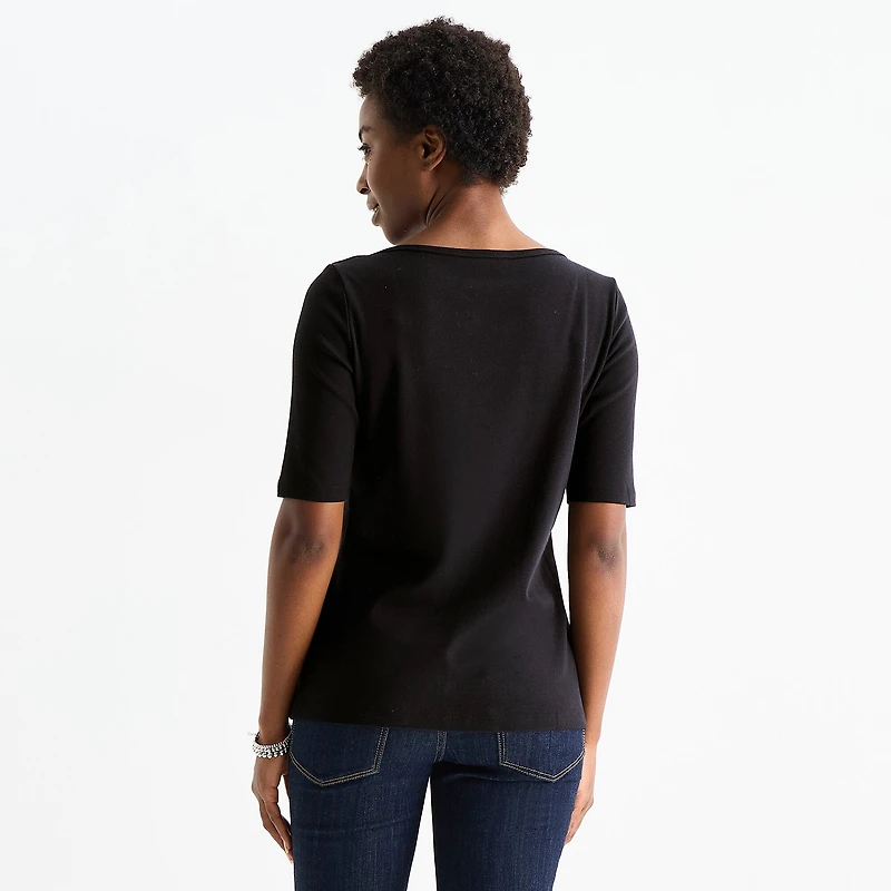 St. John's Bay Womens Boat Neck Elbow Sleeve T-Shirt