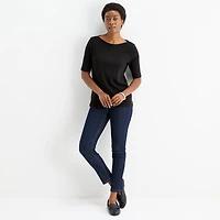 St. John's Bay Womens Boat Neck Elbow Sleeve T-Shirt