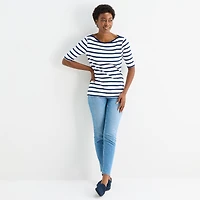 St. John's Bay Womens Boat Neck Elbow Sleeve T-Shirt