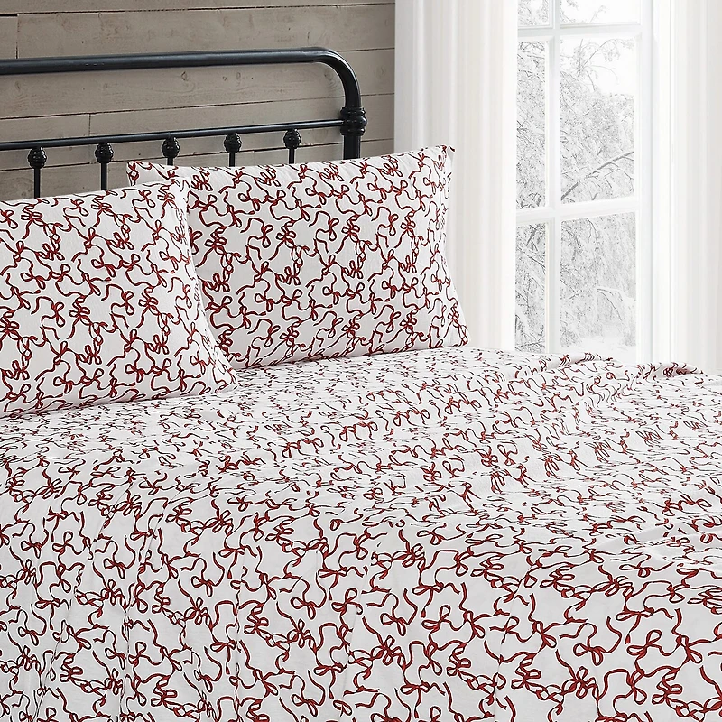 Truly Soft Ribbon And Bows Flannel Sheet Set