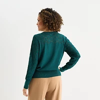 Liz Claiborne Tall Womens Crew Neck Long Sleeve Pullover Sweater