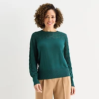 Liz Claiborne Tall Womens Crew Neck Long Sleeve Pullover Sweater