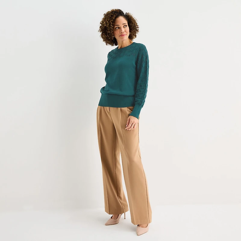 Liz Claiborne Tall Womens Crew Neck Long Sleeve Pullover Sweater