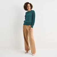 Liz Claiborne Tall Womens Crew Neck Long Sleeve Pullover Sweater
