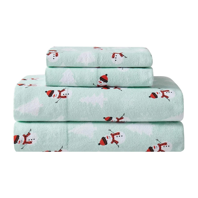 Truly Soft Snowman Wonderland Flannel Sheet Set