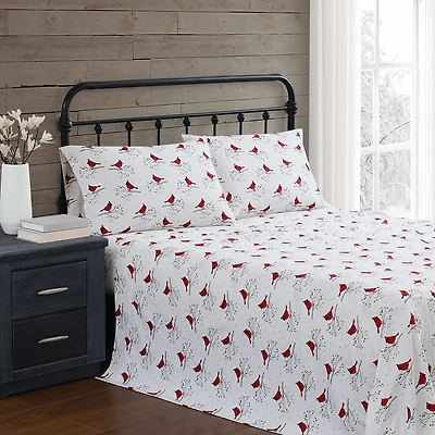Truly Soft Cardinals Flannel Sheet Set