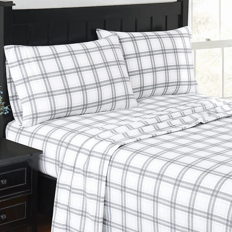 London Fog Plaid Flannel Sheet Set