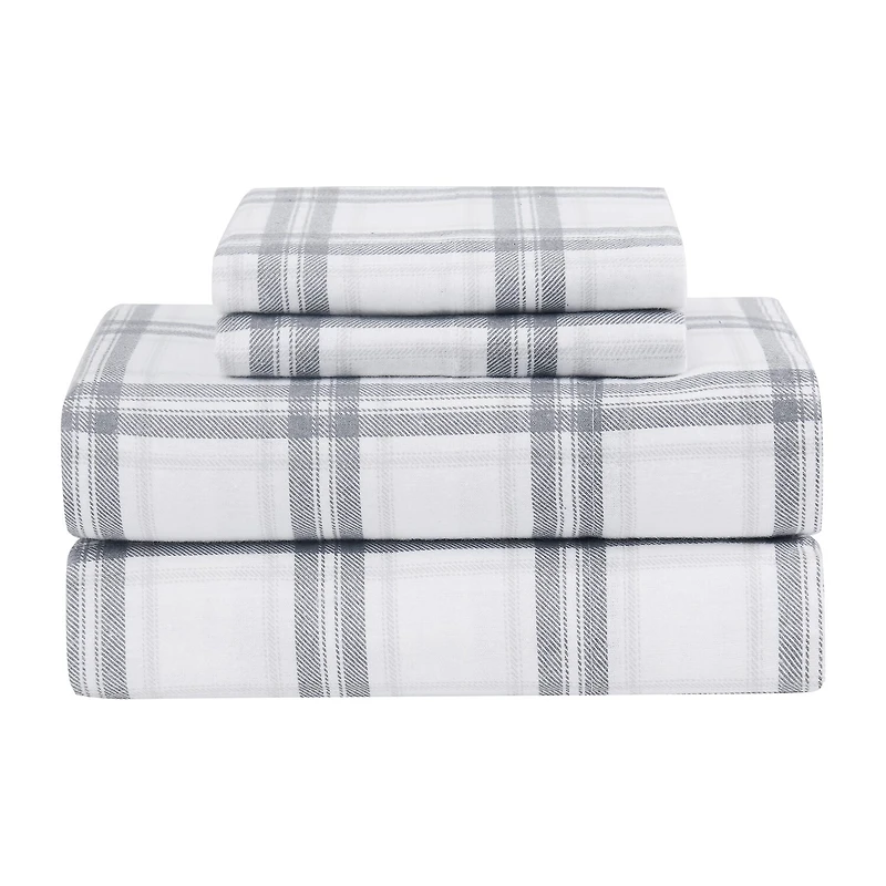 London Fog Plaid Flannel Sheet Set