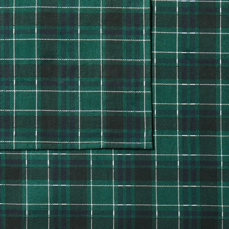 London Fog Green Plaid Flannel Sheet Set