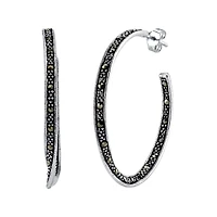 Marcasite and Sterling Silver 22mm Hoop Earrings