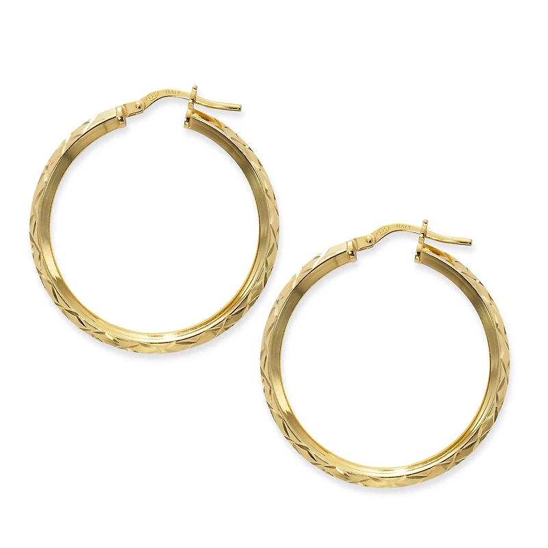 Made in Italy Womens 24K Gold Over Silver Sterling Silver 30mm Hoop Earrings