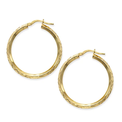 Made in Italy Womens 24K Gold Over Silver Sterling Silver 30mm Hoop Earrings