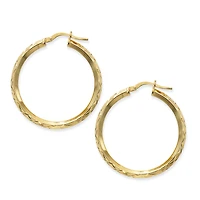Made in Italy Womens 24K Gold Over Silver Sterling Silver 30mm Hoop Earrings