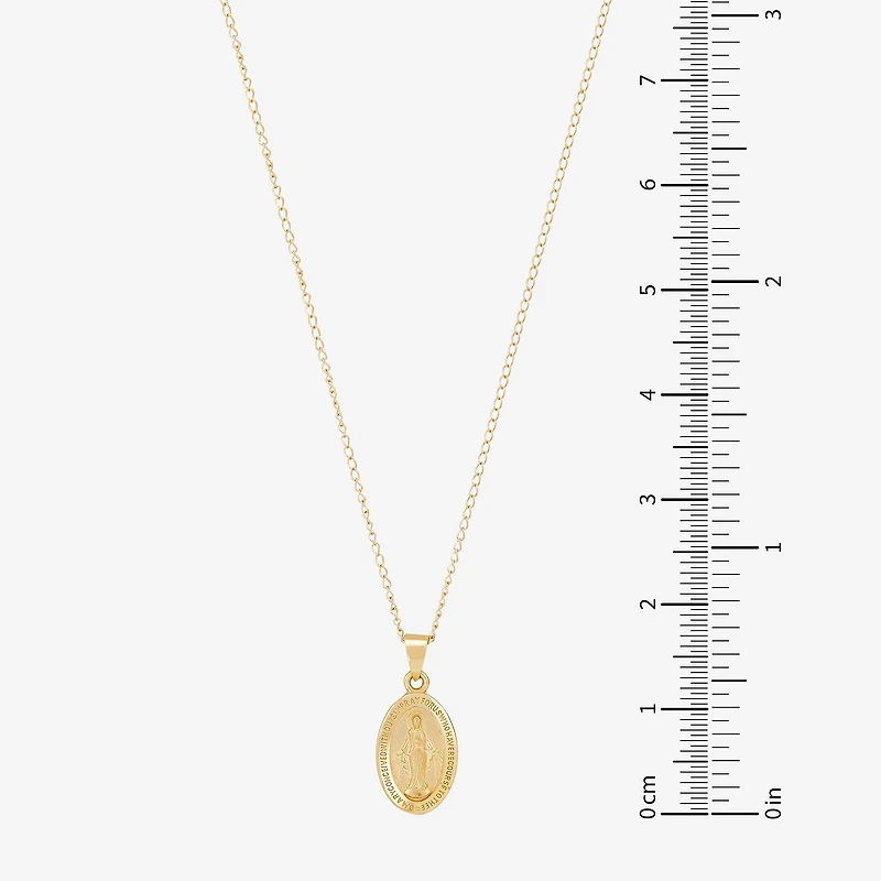 Miraculous Medal Girls 14K Gold Oval 13 Inch Pendant Necklace