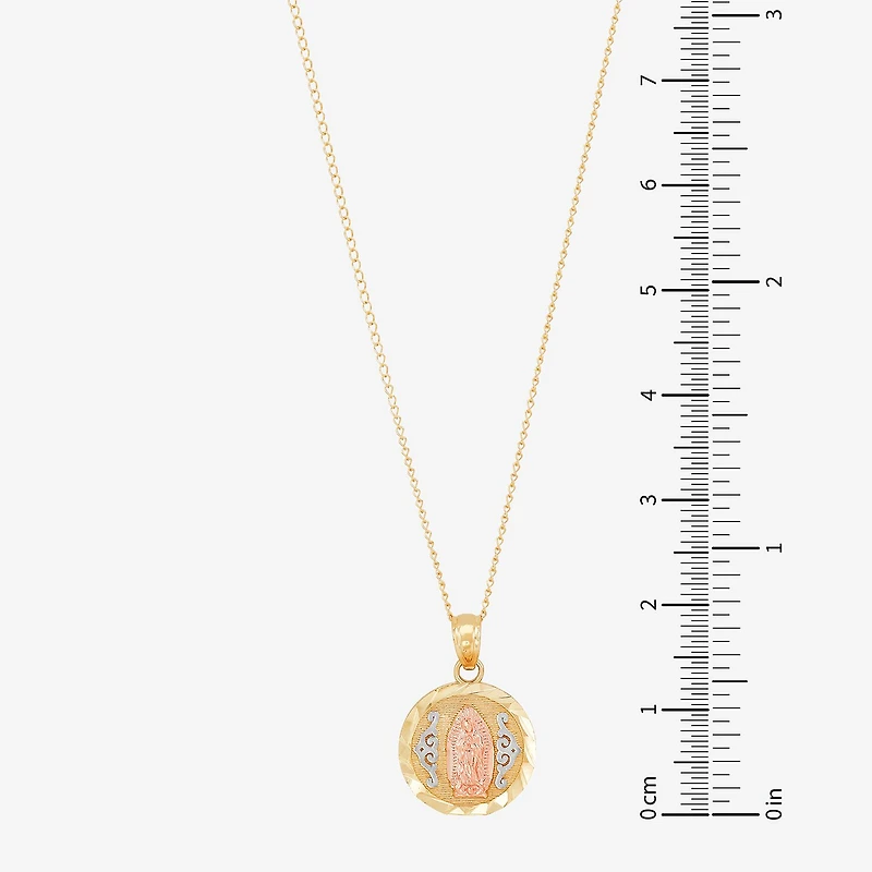 Our Lady Of Guadalupe / Nuestra Senora De Guadalupe Girls 14K Gold Round 13 Inch Pendant Necklace