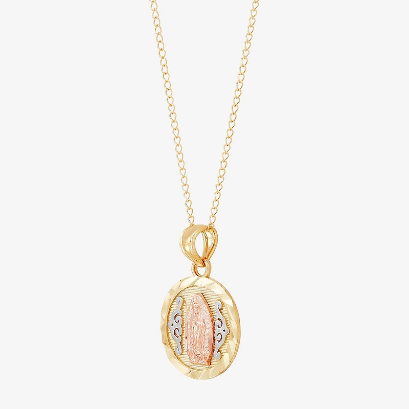 Our Lady Of Guadalupe / Nuestra Senora De Guadalupe Girls 14K Gold Round 13 Inch Pendant Necklace