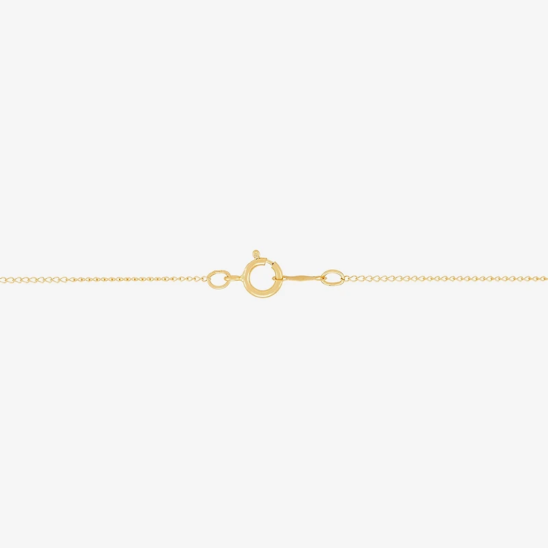 Girls White Diamond 14K Gold Cross 13 Inch Pendant Necklace