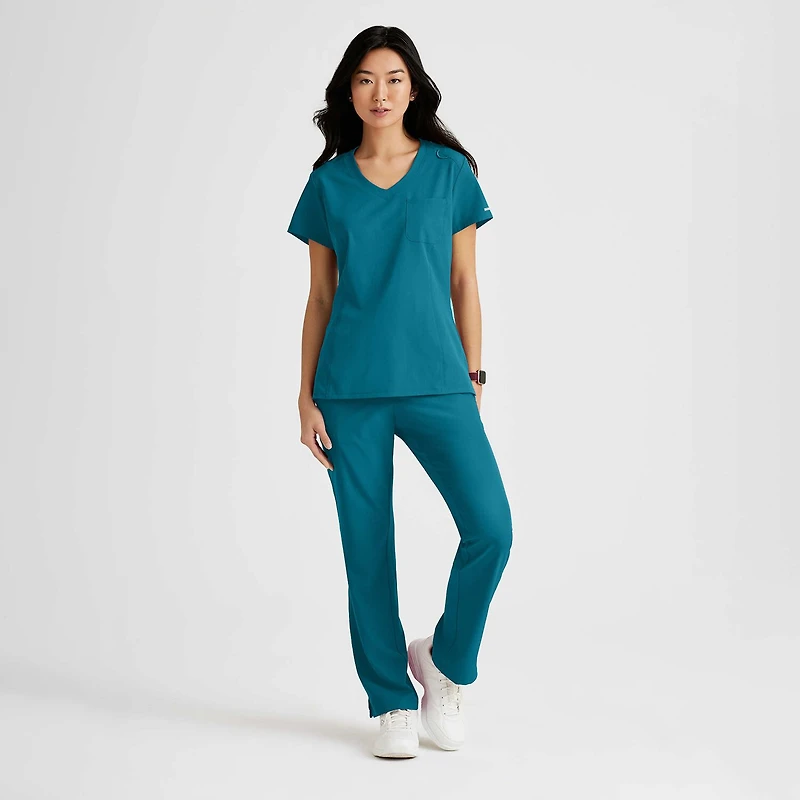 Skechers Skt147 Dignity 1-Pocket Tuck-In Womens V Neck Short Sleeve Stretch Fabric Moisture Wicking Scrub Top