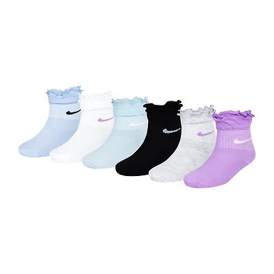 Nike Little Girls Multi-Pack 6 Pair Quarter Ankle Socks